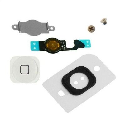EShineTM Iphone 5 home button replacement key cap  Flex Cable  Rubber Gasket  Metal Piece for Iphone 5 5G White