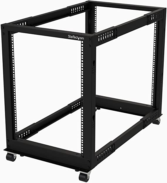 StarTech.com 15U 19" Open Frame Server Rack - 4 Post Adjustable Depth 22-40" Mobile - Free Standing Rolling Network/Computer Equipment Data Rack - Dell PowerEdge HP ProLiant ThinkServer (4POSTRACK15U)