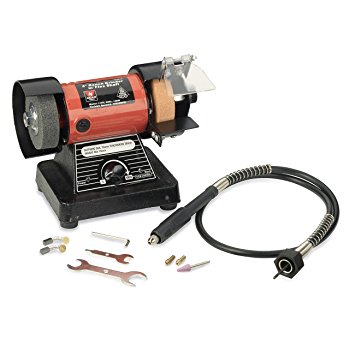 Neiko 10207A 3" Mini Bench Grinder and Polisher with Flexible Shaft and Accessories | 120W | 0-10000 RPM