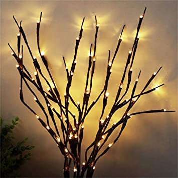 AMARS 2 Pack Decorative LED Lighted Branch Lights Battery Operated Artificial LED Twig Branches Decoration for Home Living Room Christmas Vase (Warm White, 29.5 Inches, 20 LEDs)