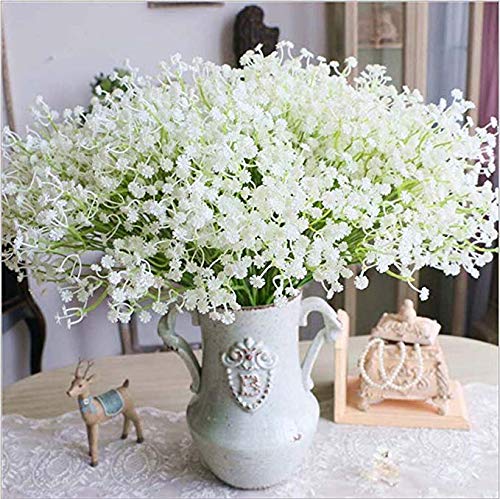 YSBER Fashion 10 Pcs White Gypsophila Artificial Fake Beautiful Flower Home Party Wedding Decor Flowers (White)