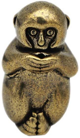 DMtse Brass Mini Antique Monkey Statue Ornaments Meditation Seated Pose Attractive & Serene Small Monkey Statue Figurine