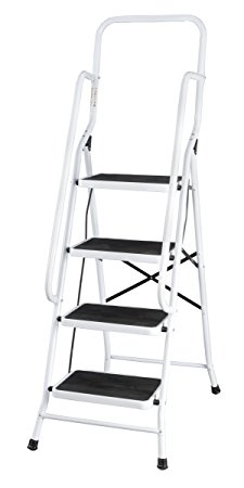 Folding Four Step Ladder with Handrails XL