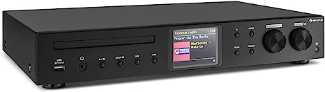 auna iTuner CD HiFi Receiver - CD Player, HiFi Sytsem with Internet Radio, CD-Player with FM Radio, DAB  , Many Connections, WiFi, Spotify Connect, USB, Colour Display, Remote Control, w/BT, Black