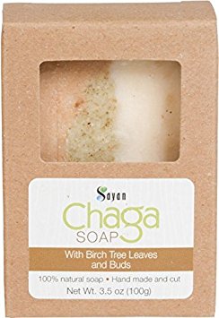 Sayan Siberian Chaga Mushroom Soap with Birch Tree Leaves and Buds - All Natural and Hand Made (3.5 oz)