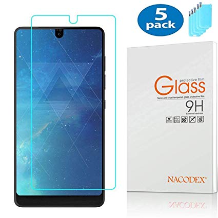 for Essential Phone PH-1,5Pack Nacodex Tempered Glass Screen Protector, 9H HD-Clear, Ant-Scratch