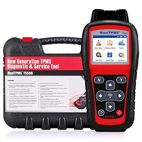 Autel TS508 TPMS Relearn Tool Tire Pressure Monitor - MaxiTPMS TS508 TPMS Reset Tool Program 16 MX-Sensor Key Fob Testing Read/Check/Active Tire Sensor DTCs for all 315/433MHz (Upgraded TS401/408/501)