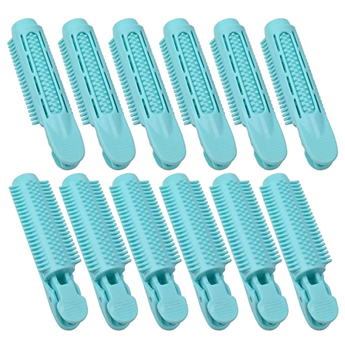 12 PCS Volumizing Hair Root Clip,Natural Fluffy Hair Clip Hair Root Self Grip Hair Clip,DIY Wave Fluffy Curler Hair Styling Tool for Women Hair Rollers Small And Easy to Carry (Blue)