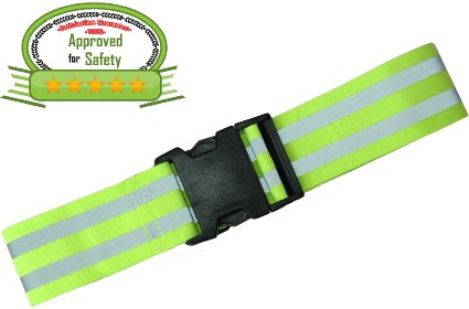 ApprovedForSafety Reflective Belt For Safety-Elastic and Lightweight Recommended For Running Jogging Biking Walking Cycling-Yellow Reflective Band is Secure on Sports Gear or Clothing