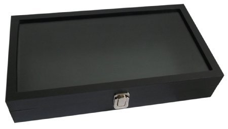 Novel Box Black Jewelry Travel Showcase Display Glass Lid Case