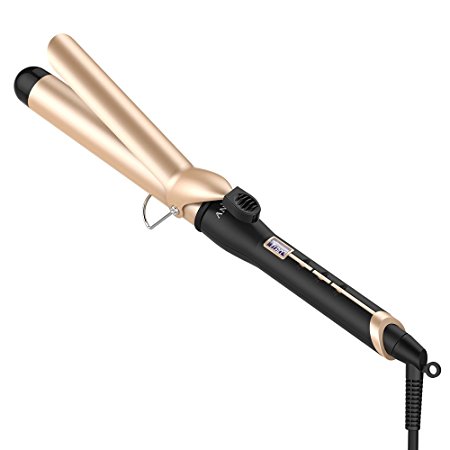 Anjou Curling Iron 1.25 inch with Tourmaline Ceramic Coating, Hair Curling Wand with Anti-scalding Insulated Tip, Hair Salon Curler Waver Maker (176 °F to 410 °F - For All Types of Hair)