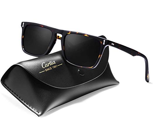 Carfia Rectangular Polarized Sunglasses for Men UV400 Protection Driving Eyewear