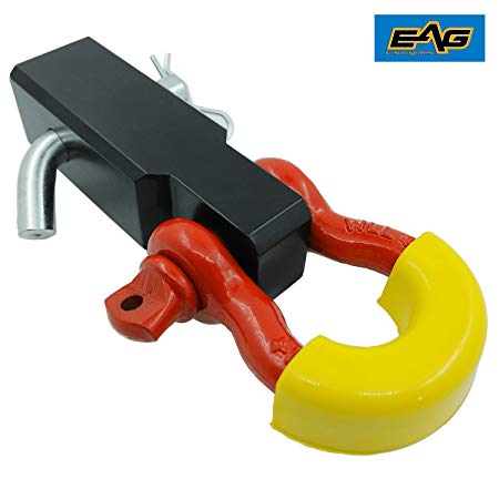 E-Autogrilles Receiver Hitch D-ring With Red 3/4" Shackle for 2" Receivers Includes Yellow D-ring Isolators and Hitch Pin (51-0529)