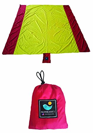 Extra Large Oliver James Picnic Blanket Beach Blanket - Oversized Compact Lightweight Nylon Outdoor Family Picnic Beach and Camping