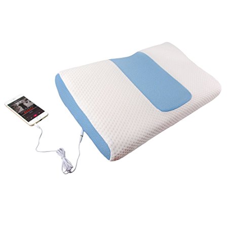 Memory Foam Music Pillow with Build-in Stereo Speaker & Cord, Music Player Pillow To Help Sleep with Soft Music Sound