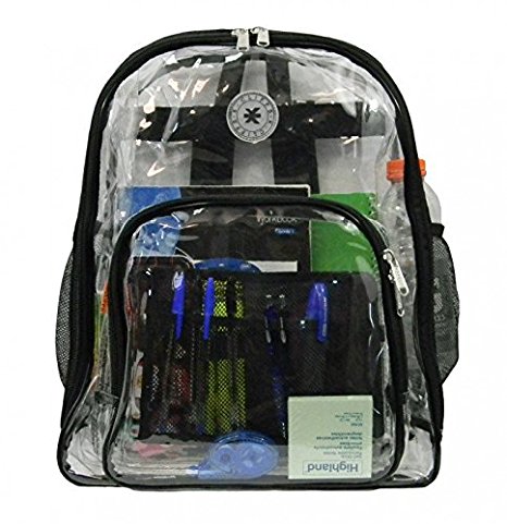Heavy Duty Clear Backpack See Through Student Bookbag Stadium Security Transparent Workbag