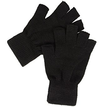 RJM Mens Thinsulate Fingerless Gloves Black