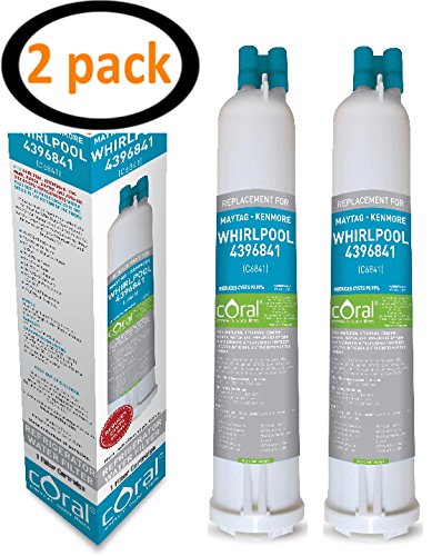 Whirlpool 4396841 FILTER 3 EDR3RXD1 4396710 PUR Push Button Refrigerator Water Filter Compatible Coral Premium Water Filter (2)