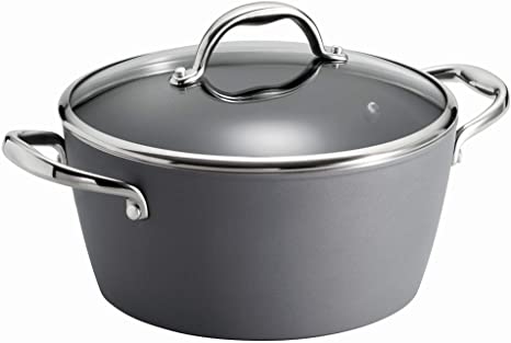 Tramontina 80110/224DS Gourmet Induction Aluminum Nonstick, Covered Dutch Oven Made in Italy, 5-Quart, Slate Gray