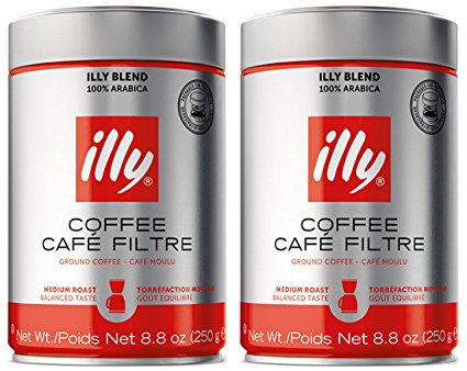 Illy Caffe Normale Drip Medium Roast Ground Coffee 8.8 Oz (Pack of 2)