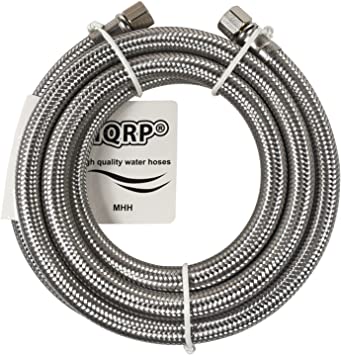 HQRP Universal Premium Braided Stainless Steel Refrigerator/Ice Maker Hose with 1/4" Comp by 1/4" Comp Connection, 6-Foot Burst Proof Water Supply Line