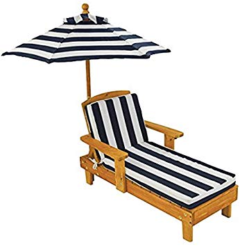 Outdoor Chaise with Umbrella (Renewed)