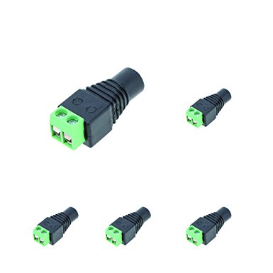 RoLightic 5 Pcs DC Female Connector Plug for LED Strip Light DC Connections and CCTV Camera (5 x DC Female)