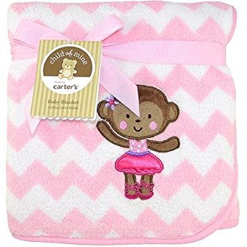 Ballerina Monkey 2-Ply Embroidered Fluffy Fleece Blanket Child of Mine by Carters