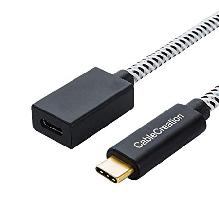 USB C Extension Cable(Gen2/10G), CableCreation SuperSpeed 10Gbps 1ft USB 3.1 Type C Male to Female Extension Cable (3A), Compatible Nintendo Switch, Macbook Pro, Samsung Note 8 etc., 0.3M/Black and White