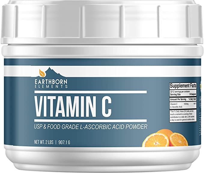 Vitamin C Powder (L-Ascorbic Acid) (2 lb) Resealable Tub, Antioxidant, Boost Immune System, DIY Skin Care, Satisfaction Guaranteed by Earthborn Elements