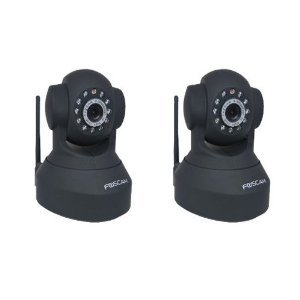 Foscam FI8918W WirelessWired Pan And Tilt IP Camera with 8 Meter Night Vision and 3.6mm Lens (67 Viewing Angle) - Black 2 Pack