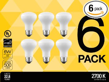 SELS LED, BR20 LED Bulb, Wide Flood Light Bulb, 6 Watts - 50w Equivalent, 480 Lumens, Soft White (2700K), 6 Pack, UL Listed - Suitable for damp locations