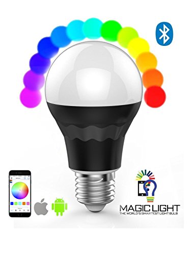 MagicLight Plus - Bluetooth Smart LED Light Bulb - Smartphone Controlled Dimmable Multicolored Color Changing Lights - Works with iPhone iPad Android Phone and Tablet