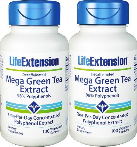 Mega Green Tea Extract Decaf 100 VegiCaps Pack of 2