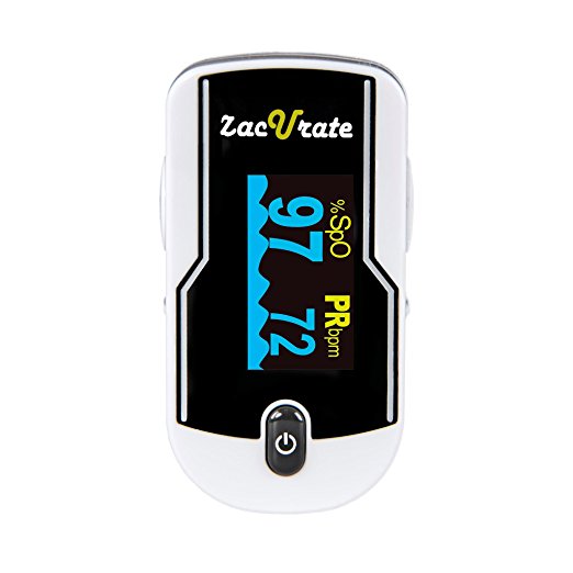 Zacurate 430-DL Premium Fingertip Pulse Oximeter Oximetry Blood Oxygen Saturation Monitor with silicon cover, batteries and lanyard