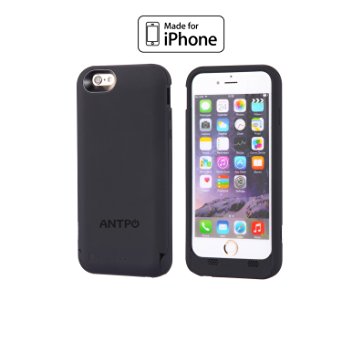 ANTPO 3500mAh External Battery Case Apple Certified Backup Ultra Slim Charging Case Portable Battery Charger All-In-One Case Power Bank with Micro USB Input Mode for iPhone 6/6s(4.7 inch)-black