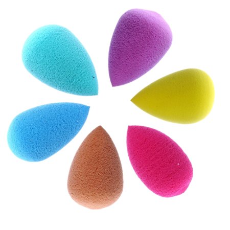 Anleolife 6Pcs Beauty Blender/Beauty Blending Sponge For Makeup Foundation Cosmetic Sponges Puff Flawless Smooth Shaped Water Droplets Makeup Lot 6Colors(mix color)