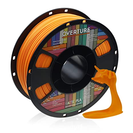 OVERTURE PLA Matte Filament 1.75mm, Matte PLA Roll 1kg Spool (2.2lbs), Dimensional Accuracy  /- 0.05 mm, Fit Most FDM Printer (Orange)