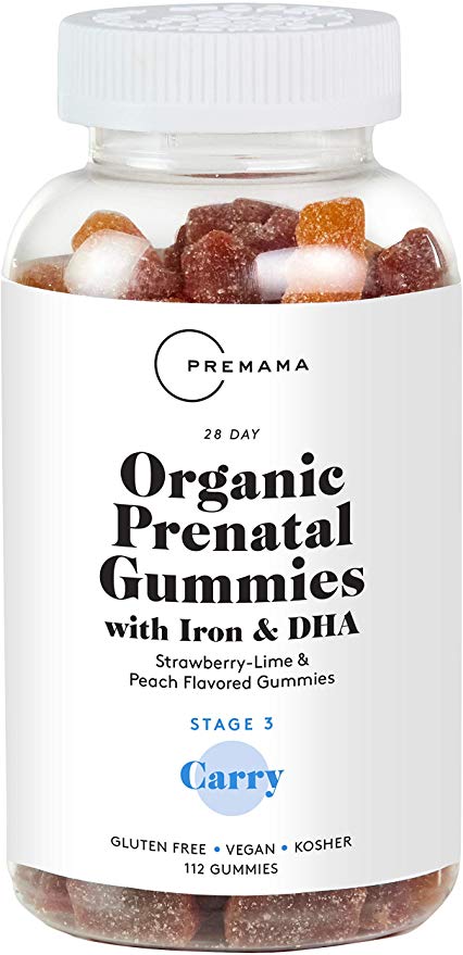 Premama Prenatal Gummy Vitamins - Organic Prenatal Vitamins with DHA and Folic Acid, Iron Gummies for Women, Pre Natal multivitamin Vegan Omega 3 - Gluten Free and Kosher (60 Count) (60 Count)