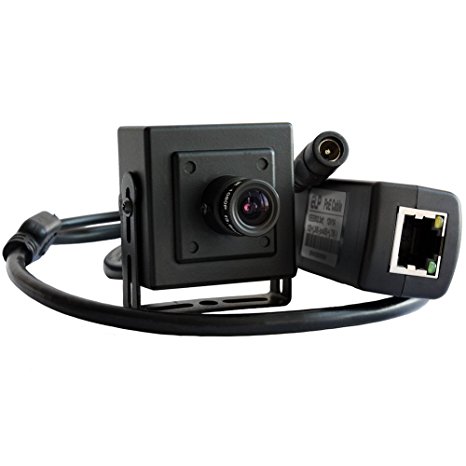 ELP IP PoE Camera mini black case wide lens HD resolution for indoor or machine vision use (3.6mm Lens)