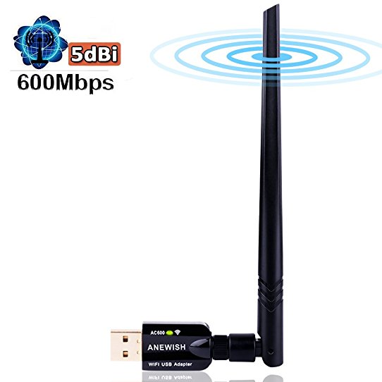 2017 Upgraded USB Wifi Adapter 600Mbps Dual Band (5.8G/2.4G) Long Range Wireless Adapter 5dbi Antenna Wireless Network Adapter for PC Desktop Laptop, Support Windows 10/8.1/8/7/XP/Vista, Mac OS X 10.6-10.12.4