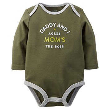 Carters Baby Boys Mom's The Boss Bodysuit Olive Green 12M