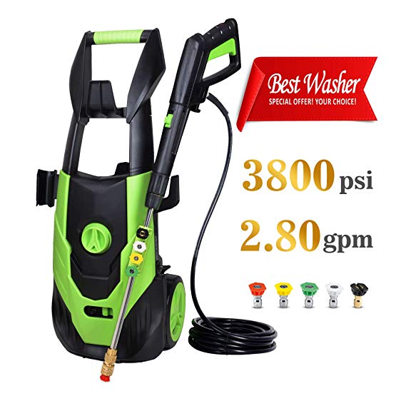 Eletron Electric Power Washer with 5 Quick-Connect Spray Tips, 3800 PSI 2.80 GPM