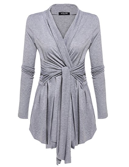 ACEVOG Women's Long Sleeve Open Front Lightweight Drape Soft Wrap Travel Sweater Cardigan