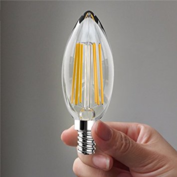 Auxiwa 5W Dimmable LED Filament Candle Light Bulb, 2700K Warm White, E12 Candelabra Base Lamp, 50W Incandescent Replacement