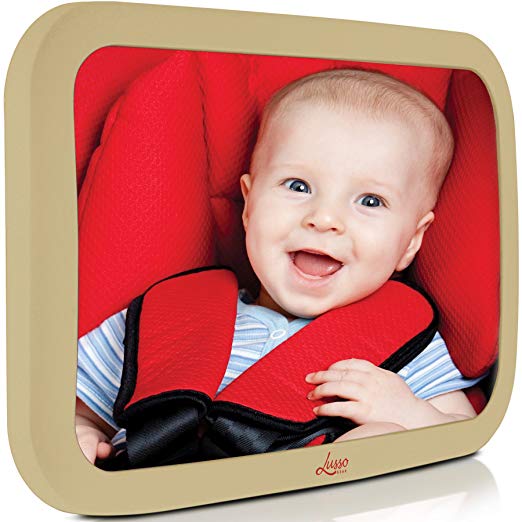 Baby Backseat Mirror For Car - Largest and Most Stable Mirror with Premium Matte Finish - Crystal Clear View of Infant in Rear Facing Car Seat - Safe, Secure and Shatterproofvcv