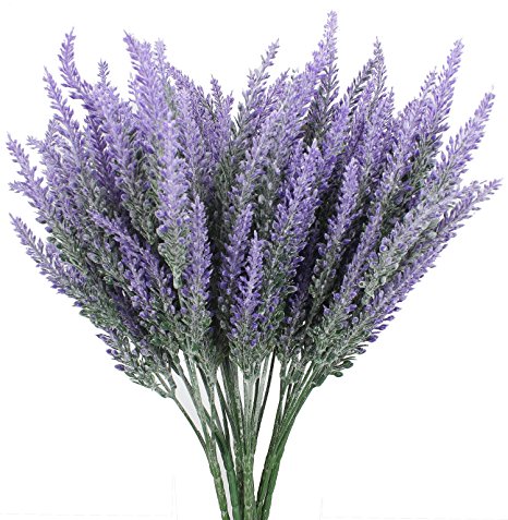 Duovlo Lavender Artificial Flower Purple Bouquet Arrangements for Home Decor and Wedding Decorations 8 Bundles （NO BASKET）