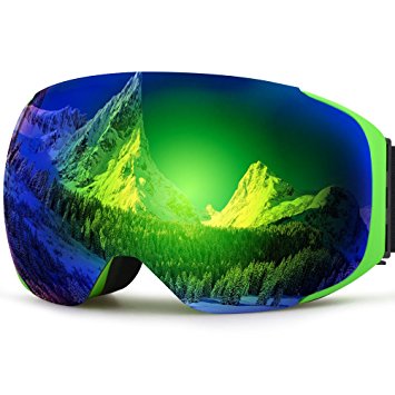 ZIONOR Lagopus X3 Snowmobile Snowboard Skate Ski Goggles with Wide Angle Panoramic Double Lens 100% UV Protection Anti-fog Unique Magnet Lens Change Design