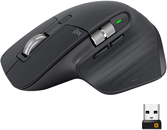 Logitech MX Master 3 Advanced Wireless Mouse, ultrafast Scrolling, use on Any Surface, Ergonomic, 4000 Dpi, Customisation, USB-C, Bluetooth, USB, Apple Mac, Microsoft PC Windows, Linux - Graphite