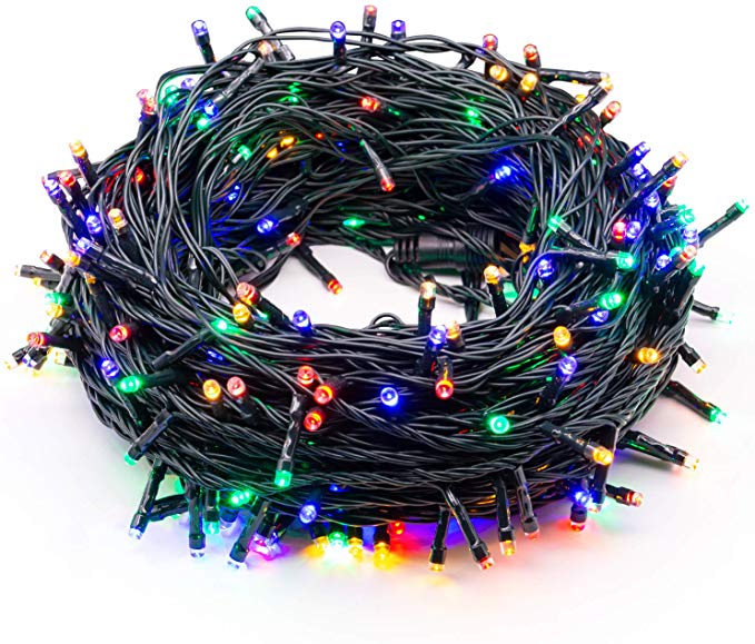 Epesl 320 LED 115ft String Lights Memory Function End-to-End Plug in Outdoor Indoor Waterproof Decorative Fairy Twinkle Christmas String Lights with 8 Modes for Christmas Tree/Wedding - Colorful